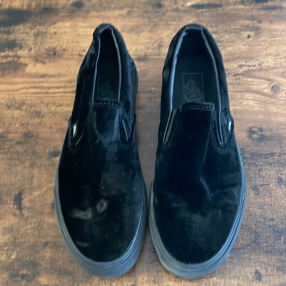 Vans black velvet slip on W10/M8.5 like new